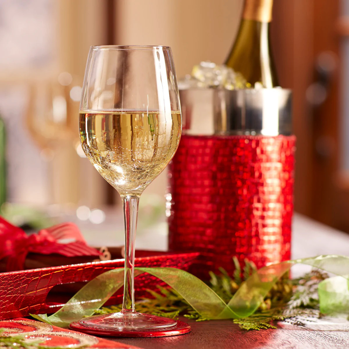 Pier 1 Clear Crackle Set of 4 White Wine Glasses | Pier 1