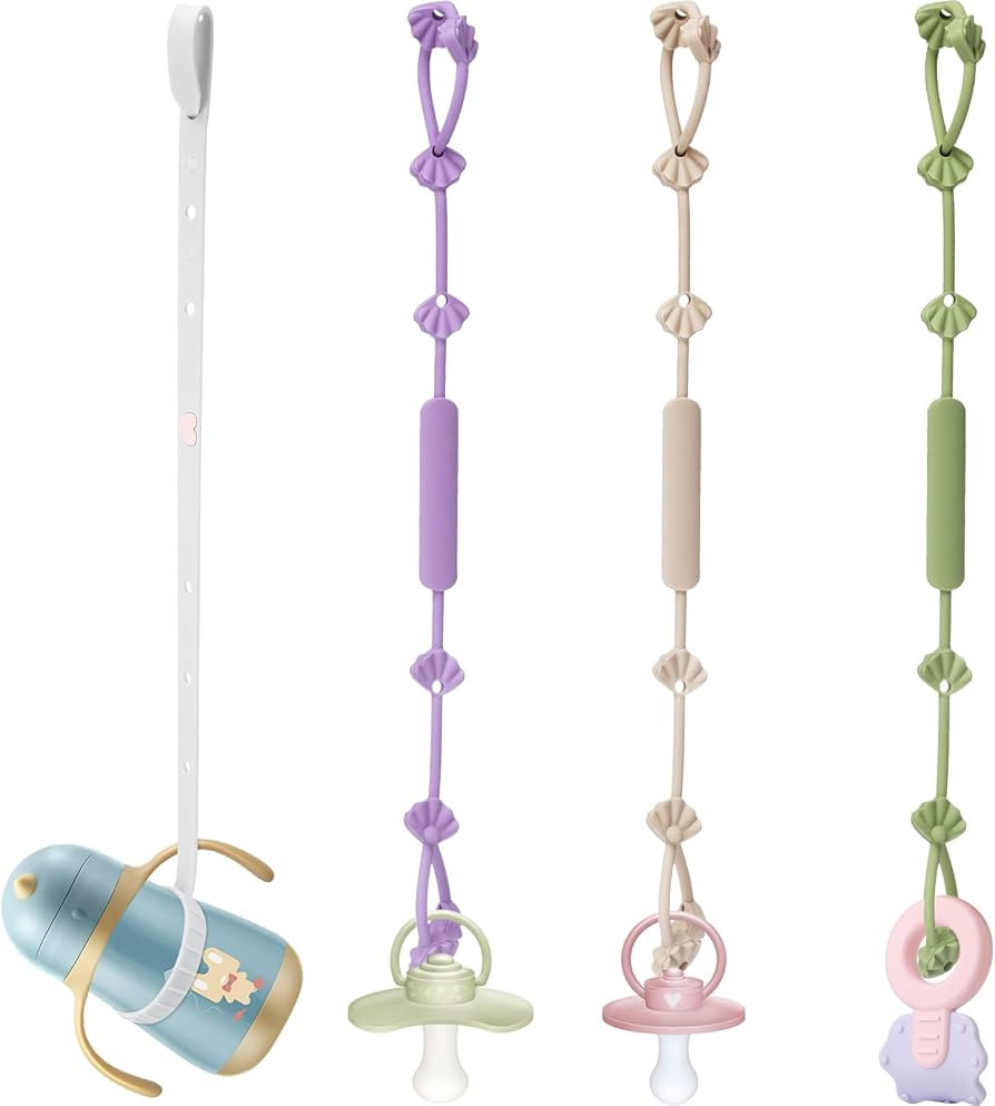 4pc Toys Safety Straps Silicone for Baby Bottle Straps Adjustable Bayonet Pacifier Holder Clips f... | Amazon (US)