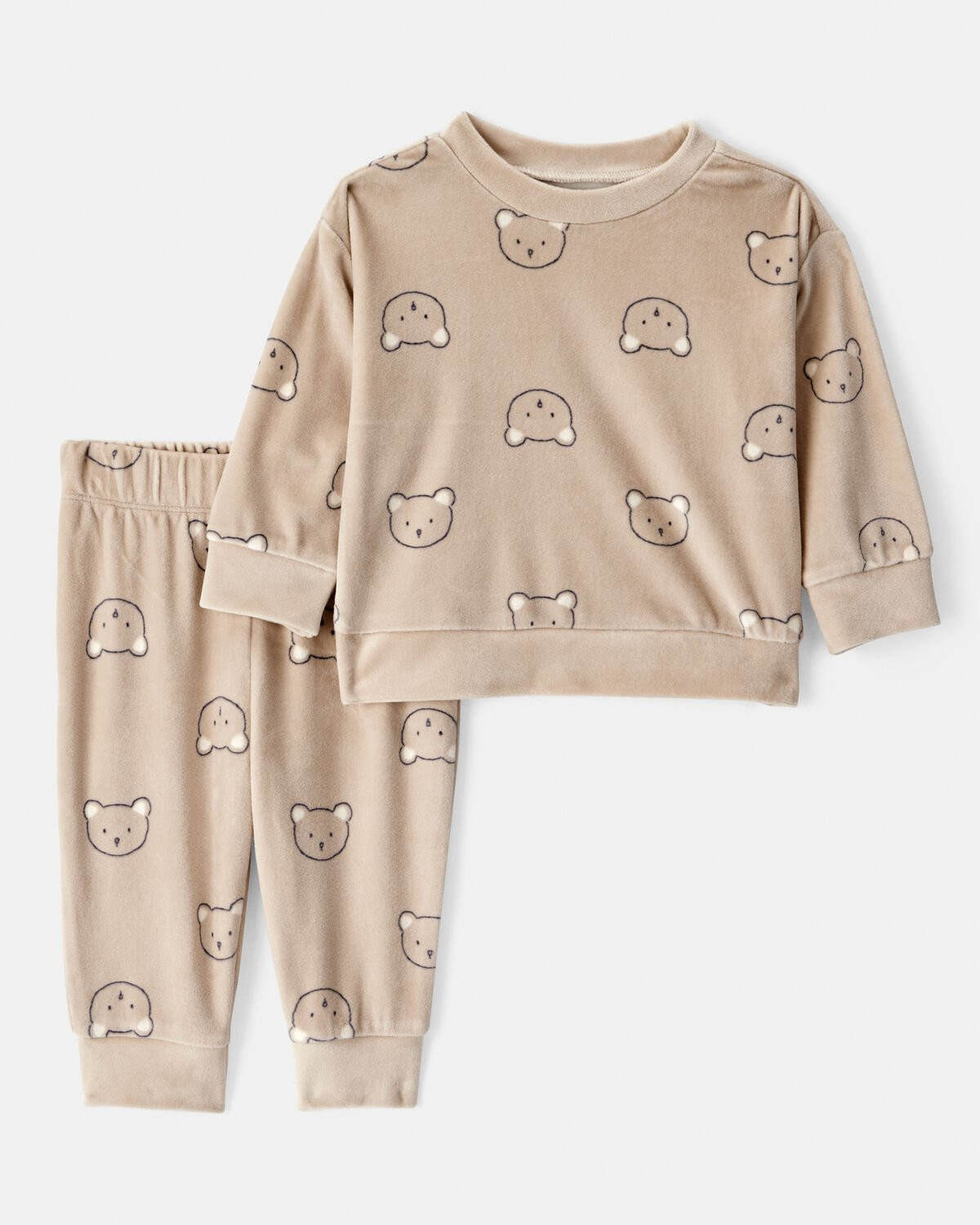 Baby Boy 2-Piece Bear Print Velour Sweatshirt & Pant Set - Brown | Carter's Inc