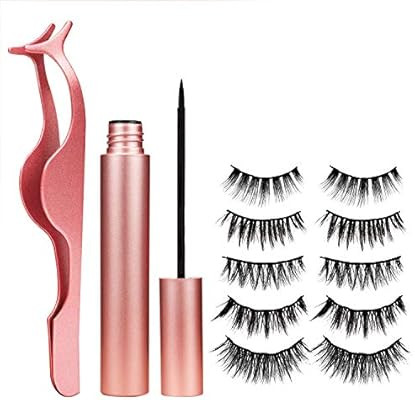MUSCCCM Magnetic Eyeliner and 5 Pairs of Waterproof Magnetic Eyelashes Comes with Applicator Easy... | Amazon (US)