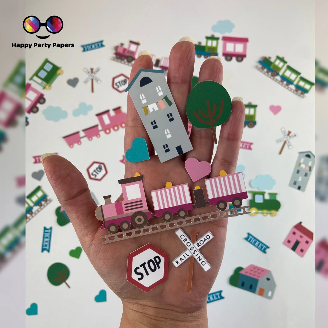 100 Pieces Paper Pink Train Party Confetti, Train Party Decor, Choo Choo, Transportation Party, A... | Etsy (US)