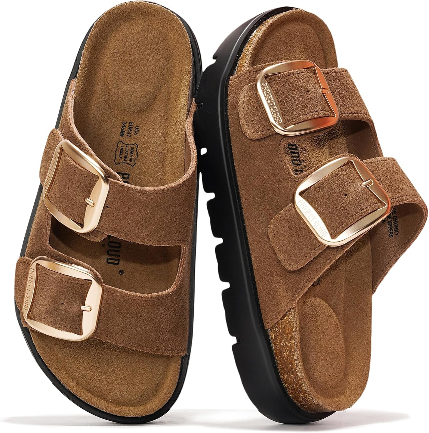 Project Cloud 100% Genuine Leather Platform Sandals Women (Greecechunky) | Amazon (US)