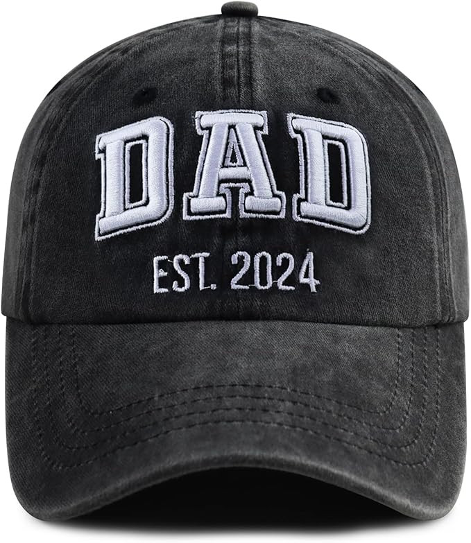 Funny Dad Est 2024 Hat for Men, Adjustable Cotton 3D Embroidered Daddy Baseball Cap | Amazon (US)