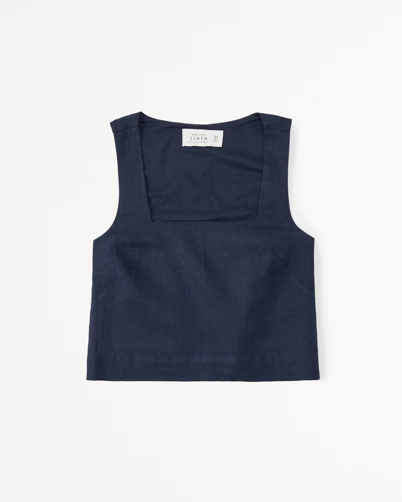 Linen Squareneck Set Top | Abercrombie & Fitch (US)