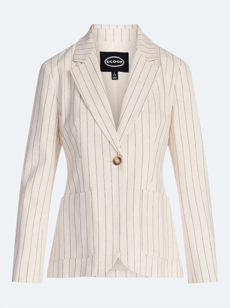 Scoop Women\u2019s and Women's Plus Linen Blend Blazer, Sizes XS-4X - Walmart.com | Walmart (US)