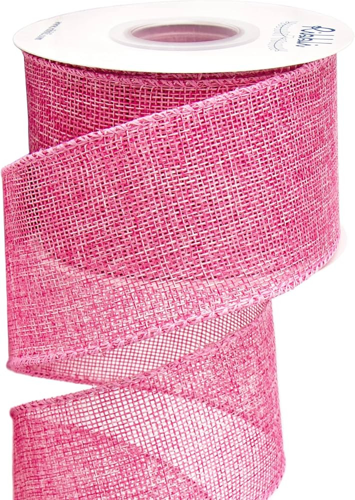 Ribbli Pink Burlap Wired Ribbon,2-1/2 Inch x 10 Yard, Easter Wired Edge Ribbon for Big Bow,Wreath... | Amazon (US)