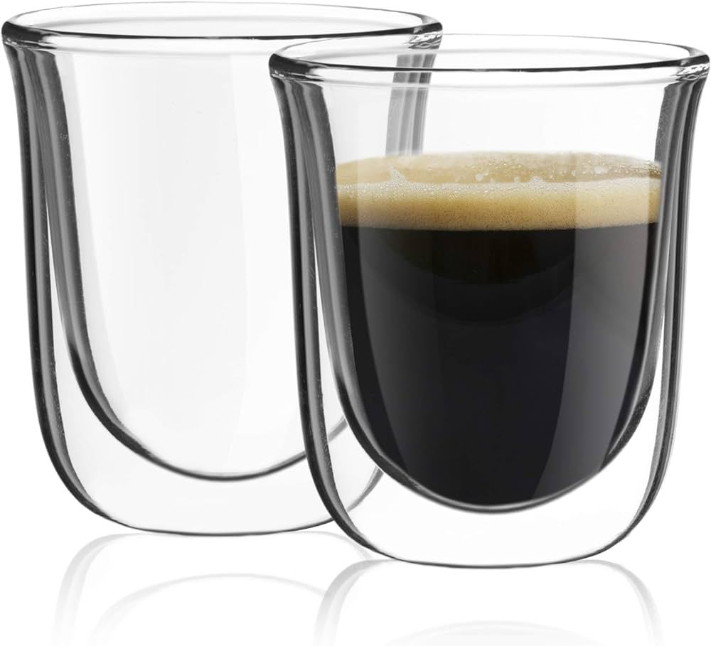 JoyJolt Javaah Double Walled Espresso Glasses Espresso Cups (Set of 2)- 2-Ounces | Amazon (US)