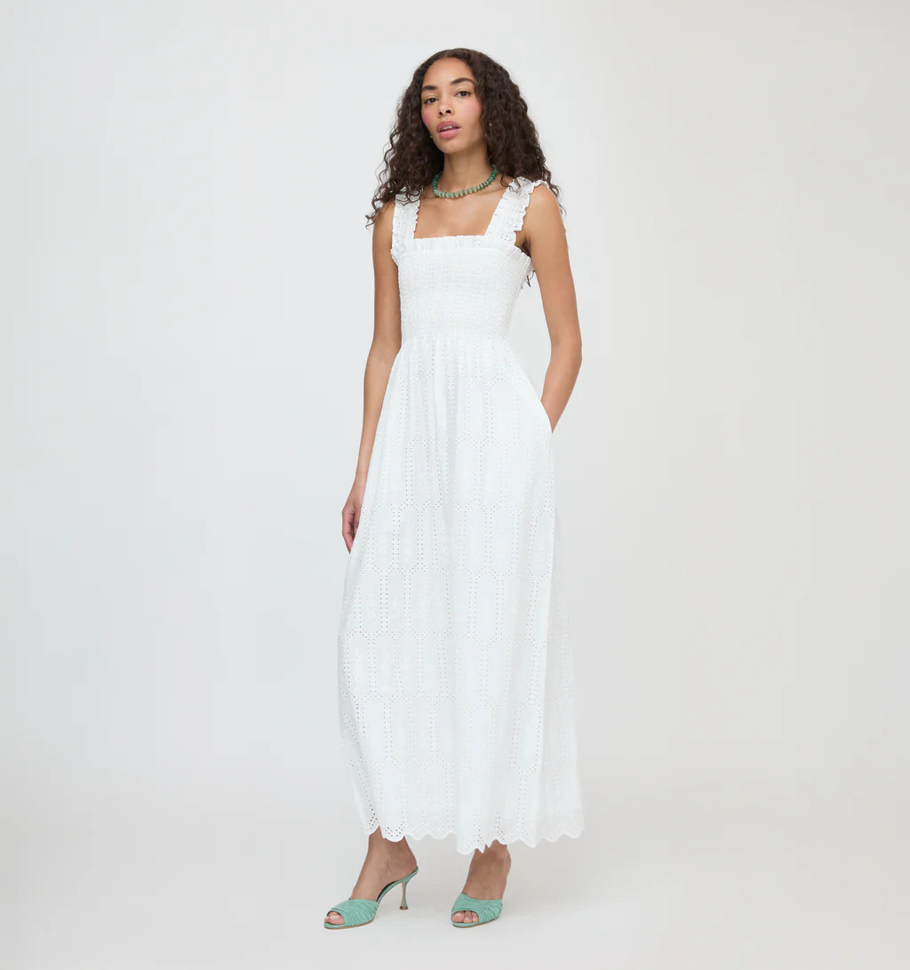 The Ashlyn Nap Dress - White Trellis Broderie | Hill House Home US
