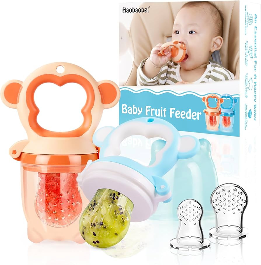 Baby Fresh Fruit Feeder Pacifier, 2 Pack HAOBAOBEI Baby Teether for Chewing, Freezable Infant Tee... | Amazon (US)