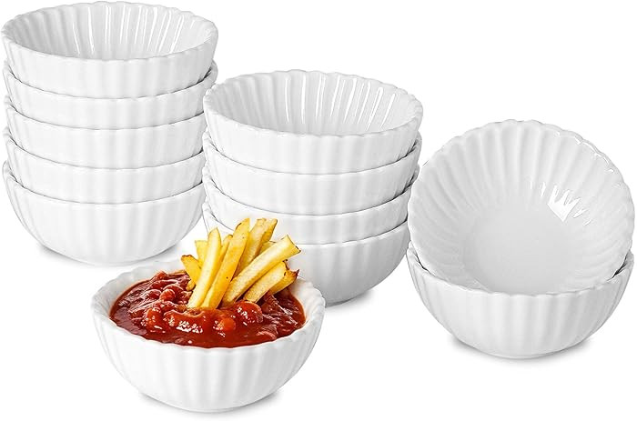UIBFCWN 12 Pack 1.3Oz Soy Sauce Dish Ceramic, White Dipping Sauce Bowls/Dishes, Small Dipping Cup... | Amazon (US)