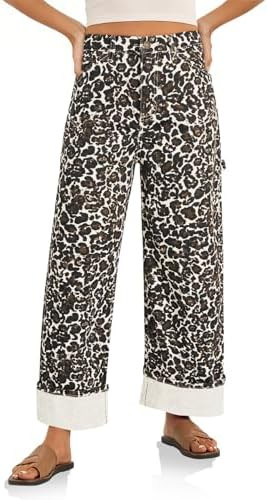 Cicy Bell Womens Striped Wide Leg Jeans Baggy Cuffed Denim Pants | High Waisted，Side Pockets，... | Amazon (US)
