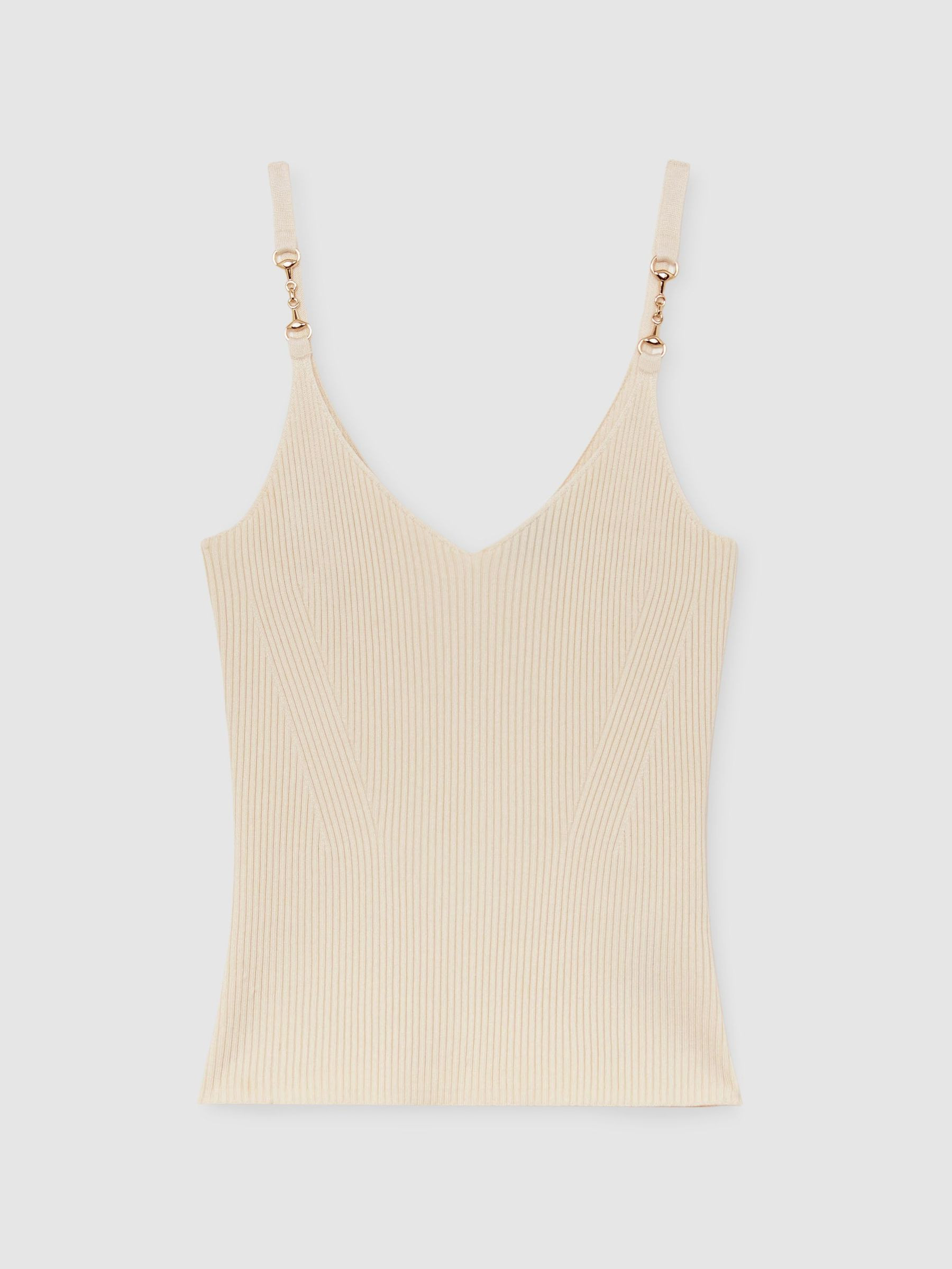 Atelier Silk-Blend Rib-Knit Cami in Off White | Reiss UK