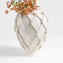Corda Small White Ceramic Rope Vase 15" + Reviews | Crate & Barrel | Crate & Barrel