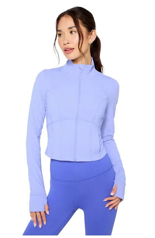 Fabletics Perfect Storm Cropped Train Jacket in Peri Paradise at Nordstrom, Size X-Large | Nordstrom