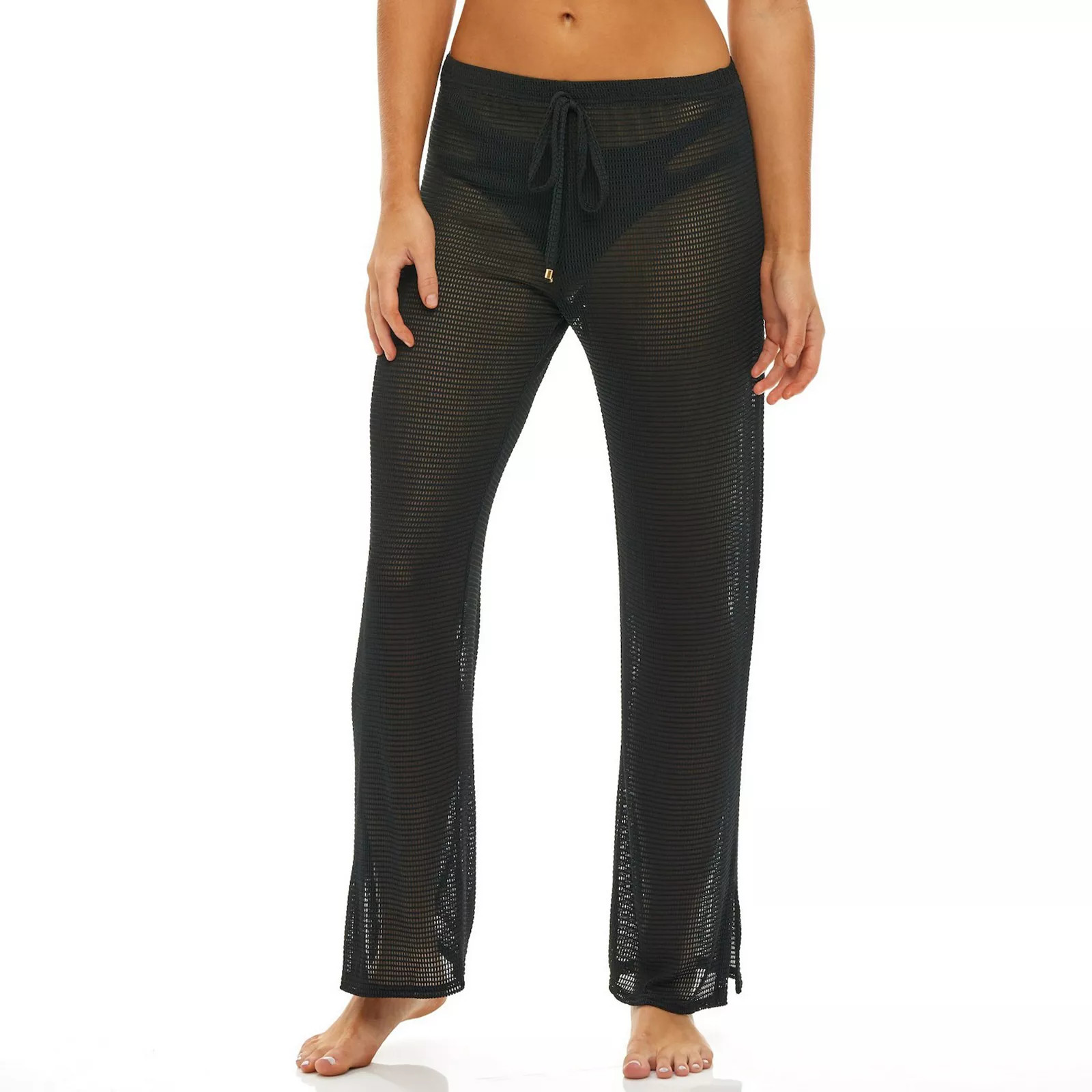Women's Jordan Taylor Textured Mesh Swim Cover-Up Pants, Size: Medium, Black | Kohl's