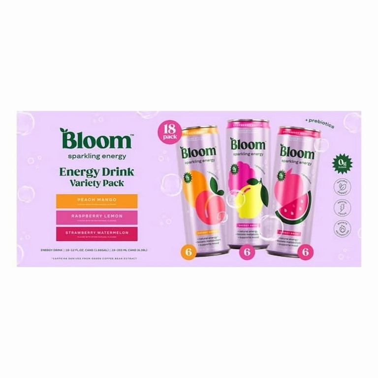 Bloom Sparkling Energy Drink, Variety Pack, 12 fl oz, 18-count | Walmart (US)