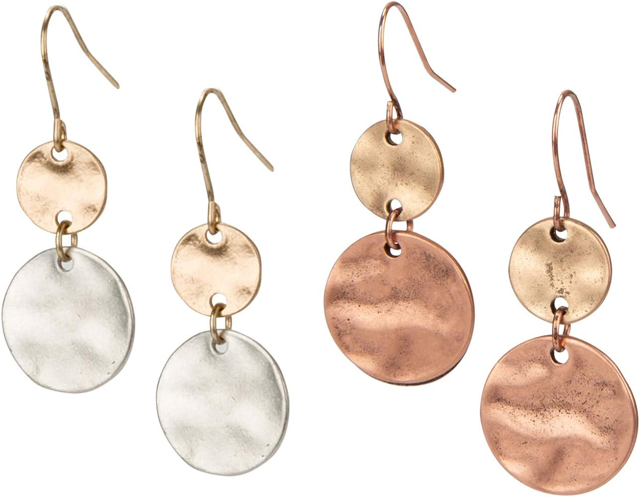 SPUNKYsoul Boho Disc Light Weight Earrings 2 Pack for Women | Amazon (US)