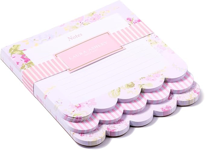 Laura Ashley Scalloped Edge 3-in-1 Layered Notepad – 6.5 x 7.5 Inch Writing Pad with 150 Lined ... | Amazon (US)