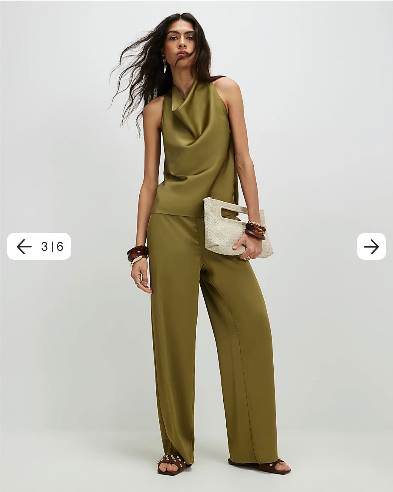 River Island green satin co-ord 