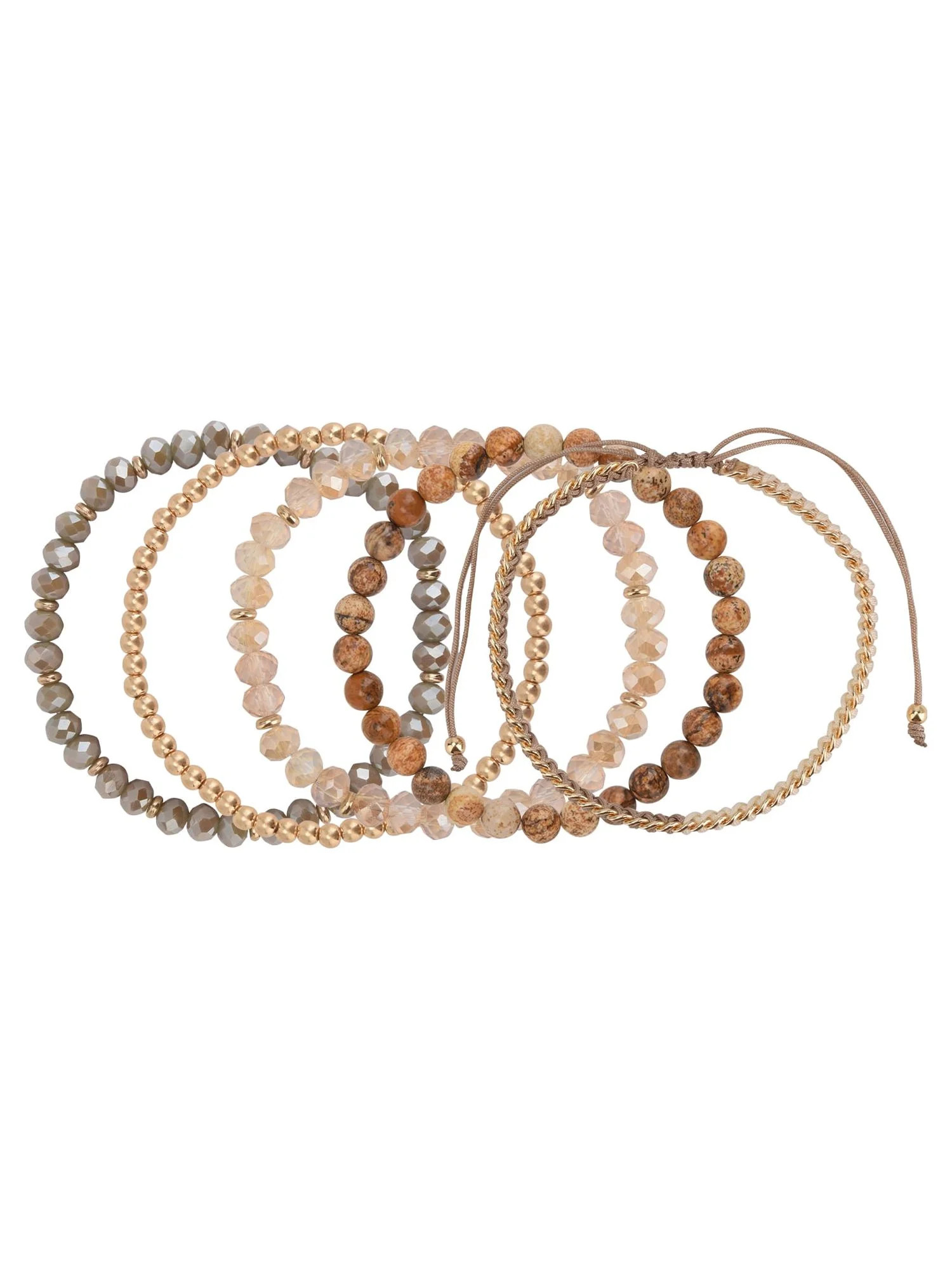 The Pioneer Woman - Women's Jewelry, Soft Gold-tone Bracelet Set with Genuine Stone Beads | Walmart (US)