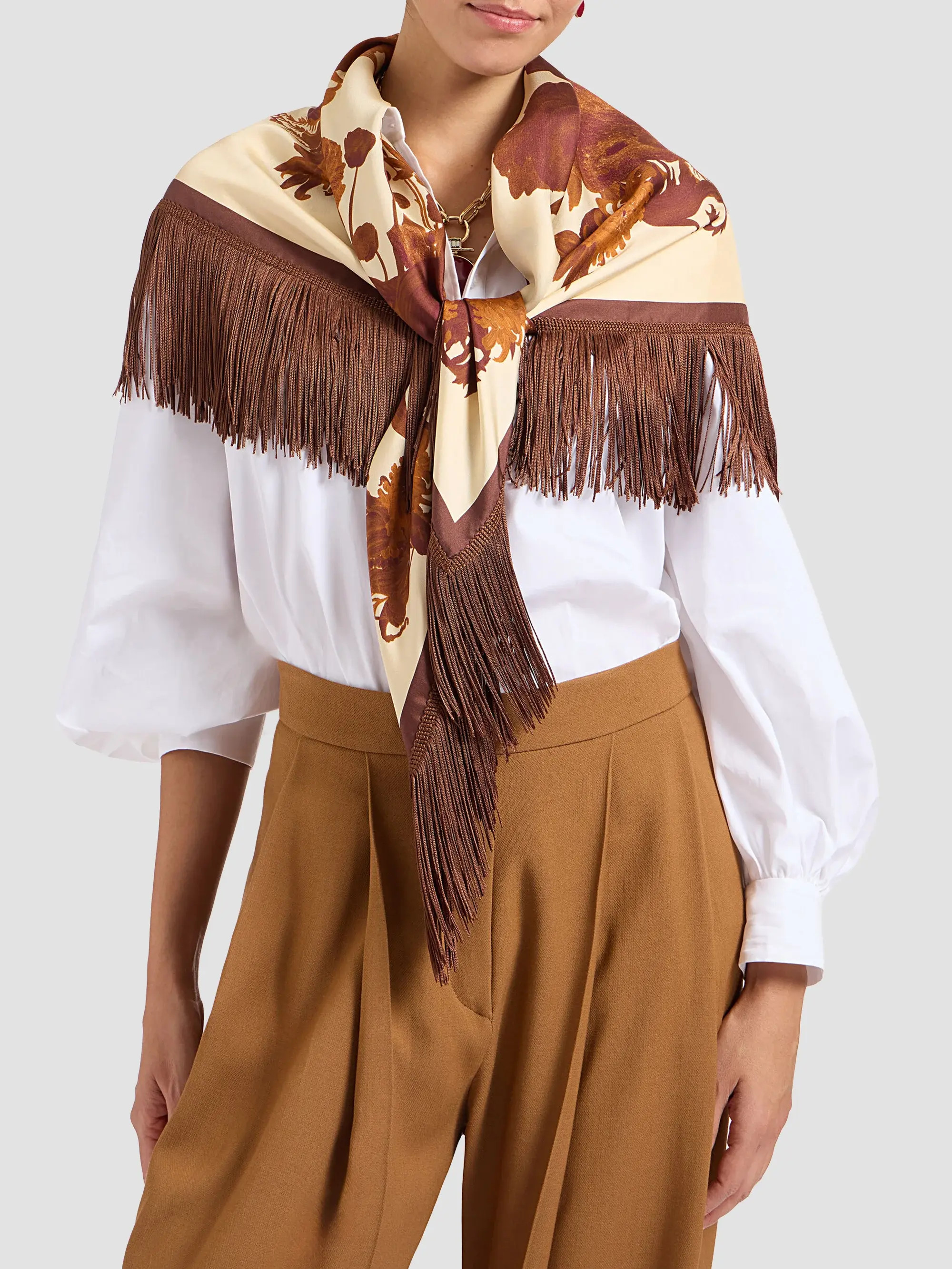 La DoubleJ Reversible Fringe Foulard Scarf | Saks Fifth Avenue | Saks Fifth Avenue