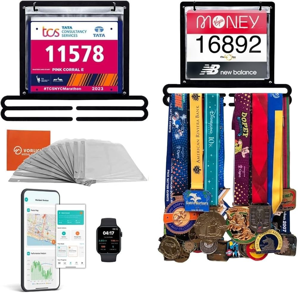 Race Bib and Medal Display Medal Hanger Display Medal Holder Bib Boards for Runners Medal Hanger ... | Amazon (US)
