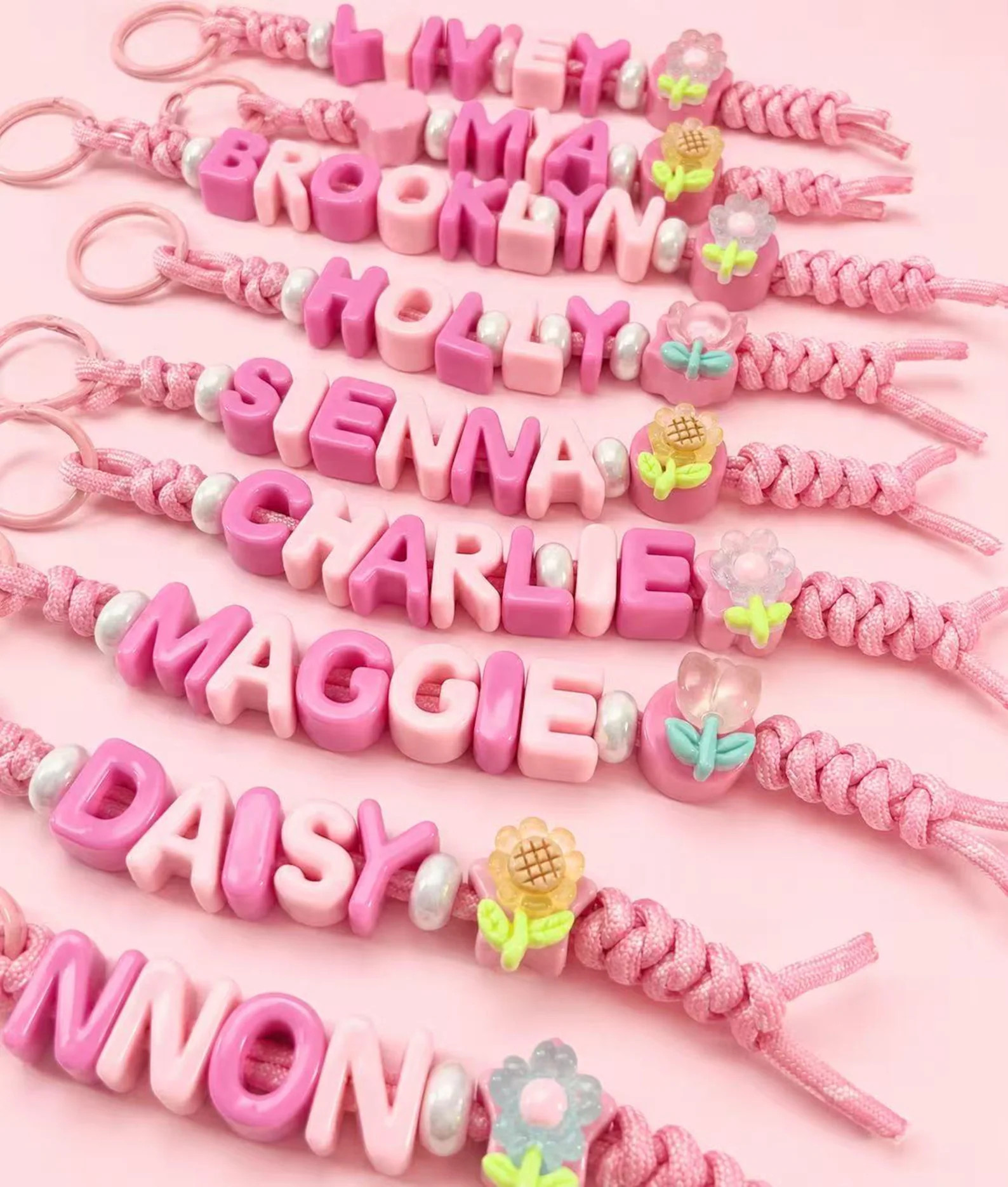 Handmade Pink Name Keychain |alphabet Keychain |personalised Party Favors | Birthday Goodies|back... | Etsy (Global)