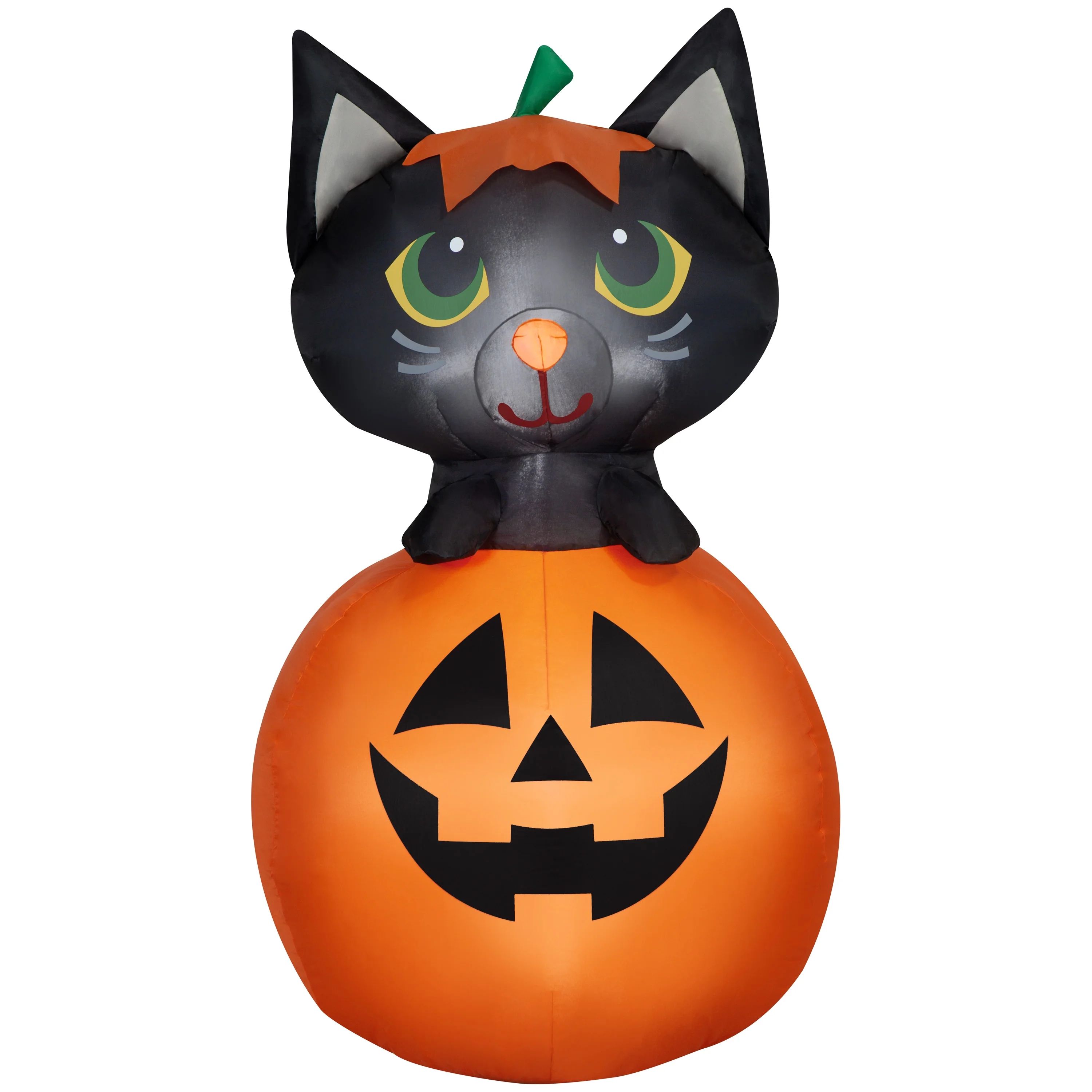 Halloween Black Cat in Jack-o'-Lantern Yard Inflatable, 3.5', by Way To Celebrate | Walmart (US)