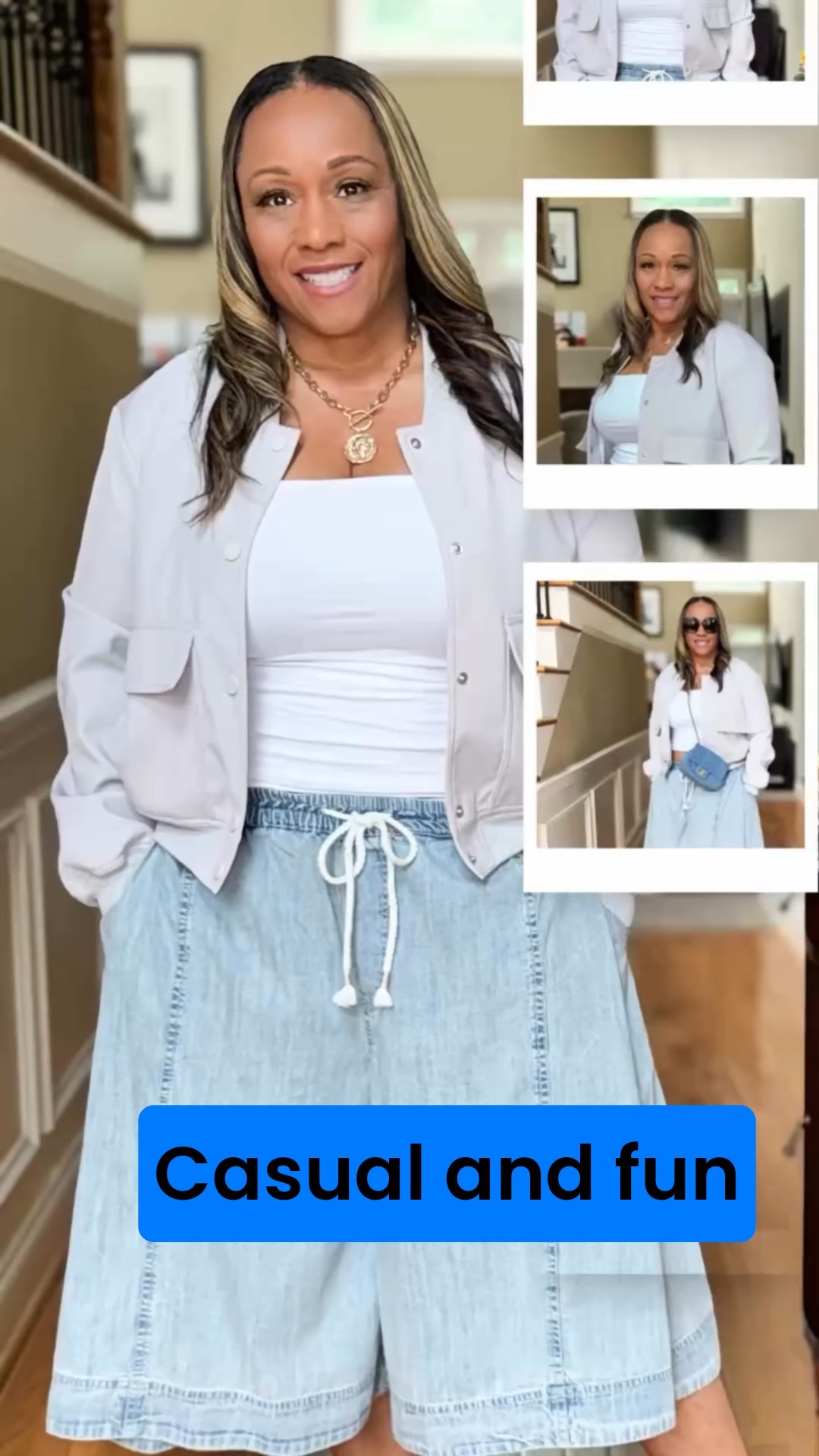 We are keeping it cute and practical 

Take these chic culottes from Free People @freepeople —perfect for your 9 to 5—and transition effortlessly into girls’ night vibes with a switch of energy and attitude.

This laid-back, high-low fit is doing double duty! Jacket by Amazon Fashion @amazonfashion , Top from Abercrombie @abercrombie , and let’s not forget the statement pieces: Chanel handbag and Hermès sandals — both consignment finds from The RealReal @therealreal ! Why pay full price when style can still slay on a smart budget?

Comment Below with where is  HappyHour?
#LTKStyleTip 

#LTKOver40 #LTKWorkwear