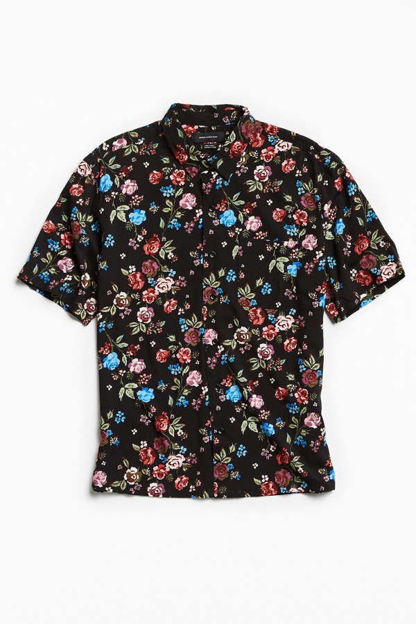 UO Rose Vineyard Rayon Short Sleeve Button-Down Shirt | Urban Outfitters US