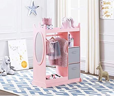 LThis kid's dress up storage with mirror is a perfect addition to kid's bedroom or playroom to reduce clutter. With the kid's wardrobe closet, your child will learn to hang on clothes on the rack and organize shoes, toys, dolls, and bags. It is an effective way to cultivate children to develop neat and orderly living habits. Full-length mirror with kid-friendly height provides much convenience for kids to dress up and appreciate their outfits. The dress up wardrobe is perfect gift for children aged 3-7.

Color: White / pink
Overall Dimension: 33.4"(W) x 15.8"(D) x 44.5"(H)
Package Includes: 1 x kids amoire; 1 x instruction; 1 x bag of kits

Fabulous Christmas present #LTKCyberweek

#LTKGiftGuide #LTKSeasonal