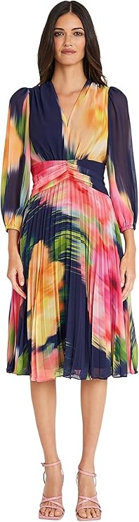 Maggy London Womens Long Sleeve Chiffon Empire Waist for | Semi Formal Wedding Guest Dresses, Nav... | Amazon (US)