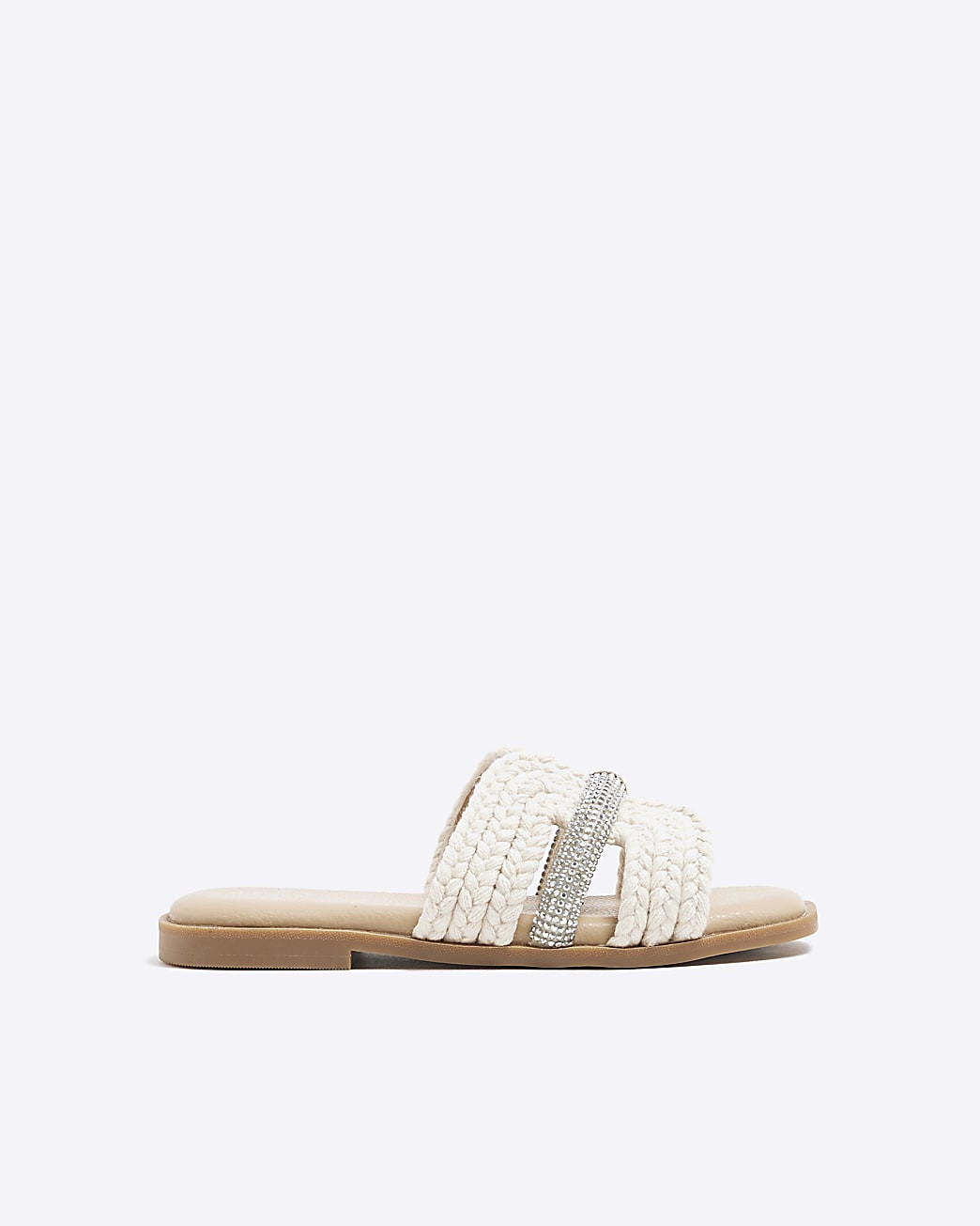Girls Cream Raffia Diamante Sandals | River Island UK & IE