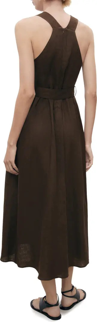 MANGO Sleeveless Belted Linen Midi Dress | Nordstrom | Nordstrom