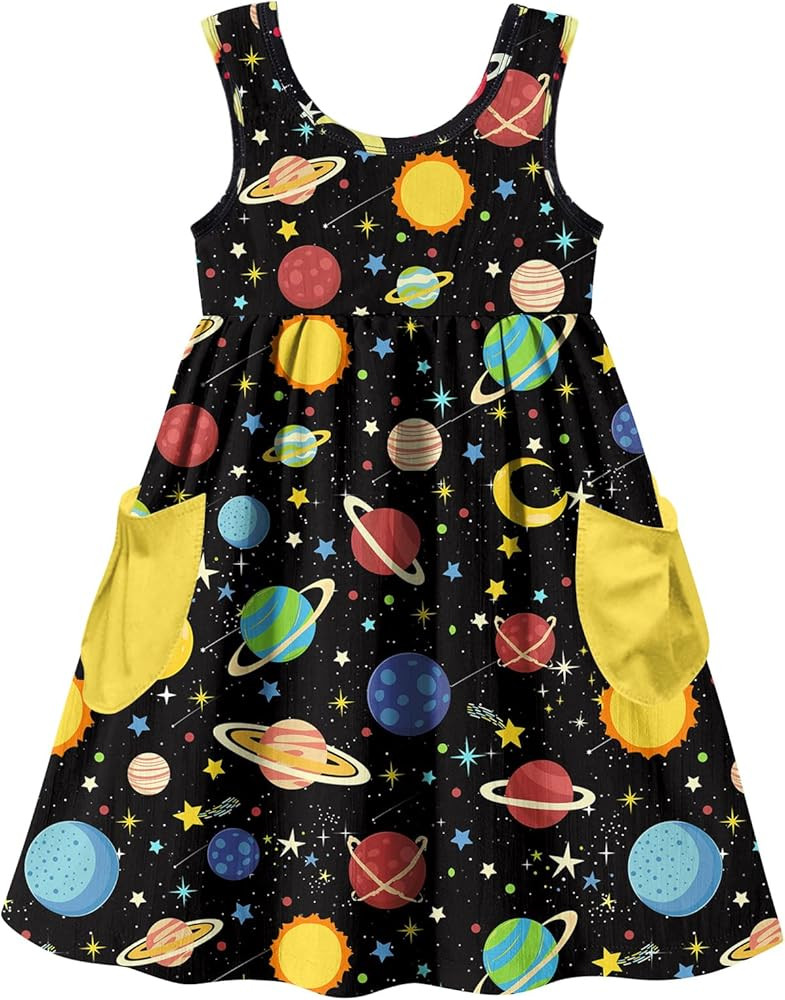 Vieille Little Girls Sleeveless Dress Cute Summer Sundress with Pocket 2-7 Years | Amazon (US)