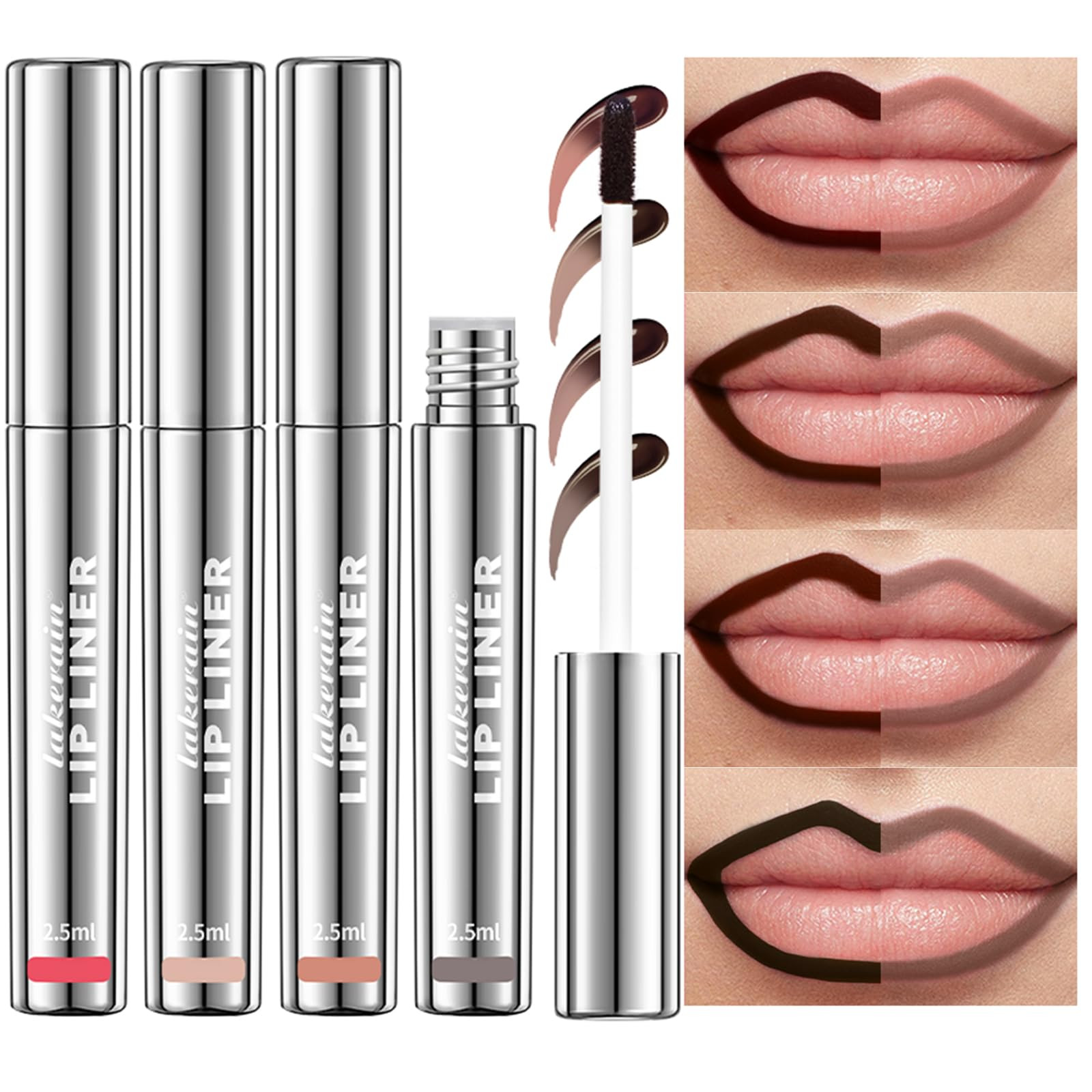 4Pcs Peel Off Lip Liner Stain - Long-Lasting, Smudge-Proof, Waterproof Nude Matte Lip Tint, Non-F... | Amazon (US)