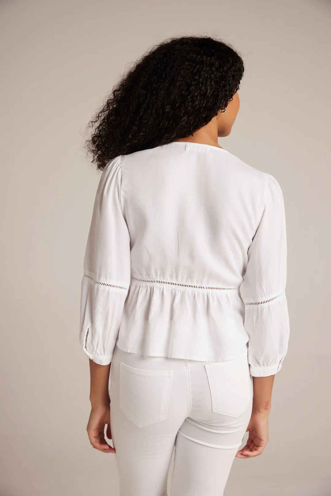 Ladder Trim Peplum Top - White | Bella Dahl