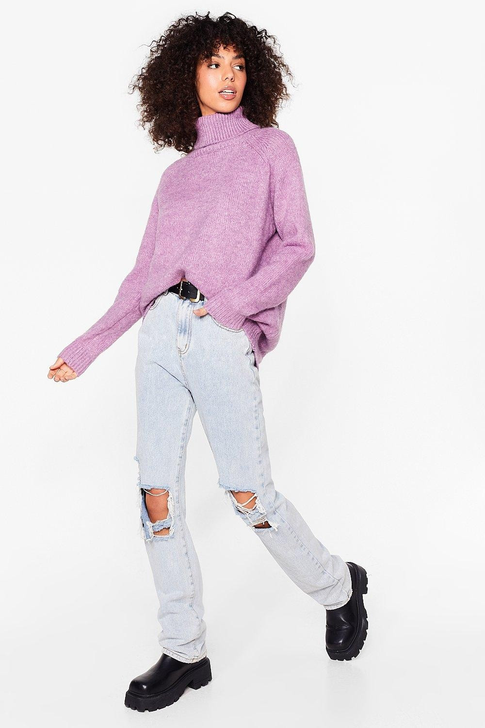 Oversized Long Sleeve Turtleneck Sweater | Nasty Gal (US)