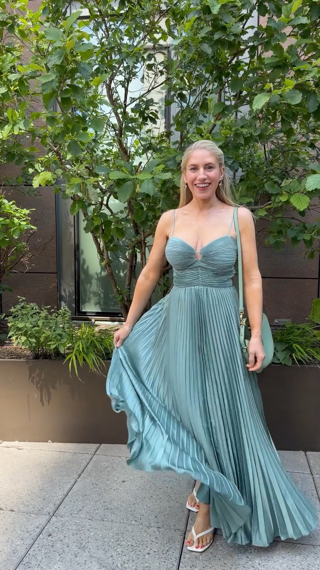 Stunning formal dress, pleated skirt for petites and pear shapes. So flattering and fun for vacation or a wedding. Wearing a small

#LTKPetite #LTKTravel #LTKWedding
