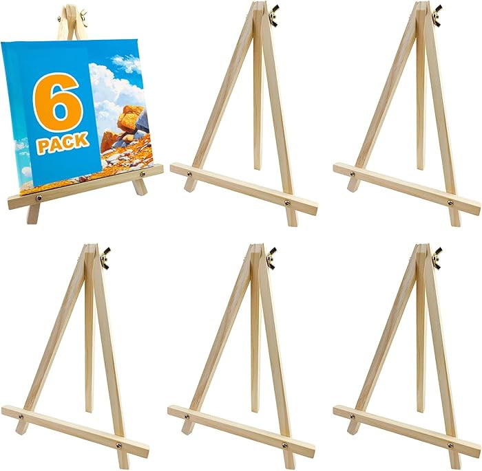 6 Pack 9 Inch Wood Easels, Tripod, Table Top Easels for Painting, Art Craft Painting Easel, Kids ... | Amazon (US)