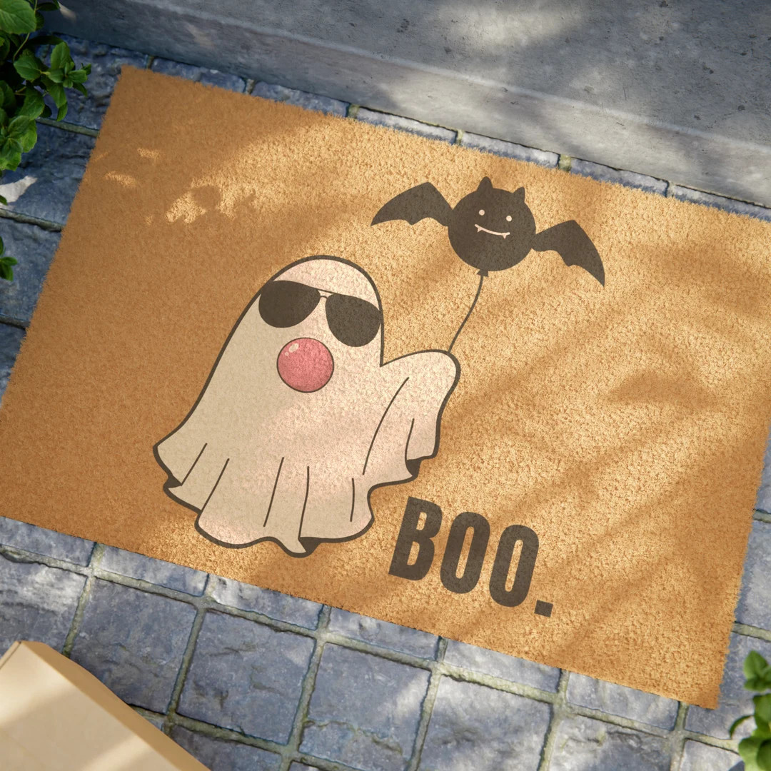 Ghost Halloween Doormat, Cute Ghost Boo Welcome Mat for Front Porch, Halloween Porch Decor Fall C... | Etsy (US)