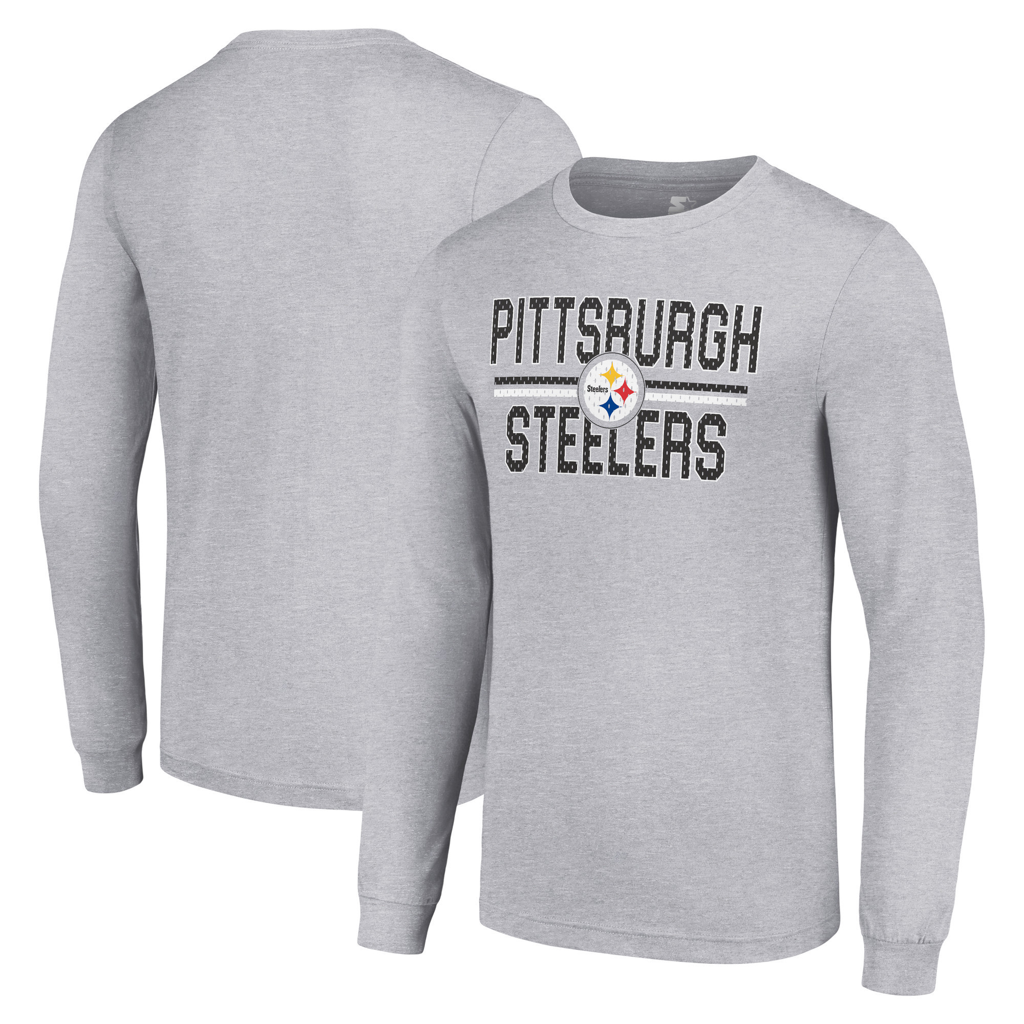Men's Starter Heather Gray Pittsburgh Steelers Team Mesh Print Graphic Long Sleeve T-Shirt | NFL Shop