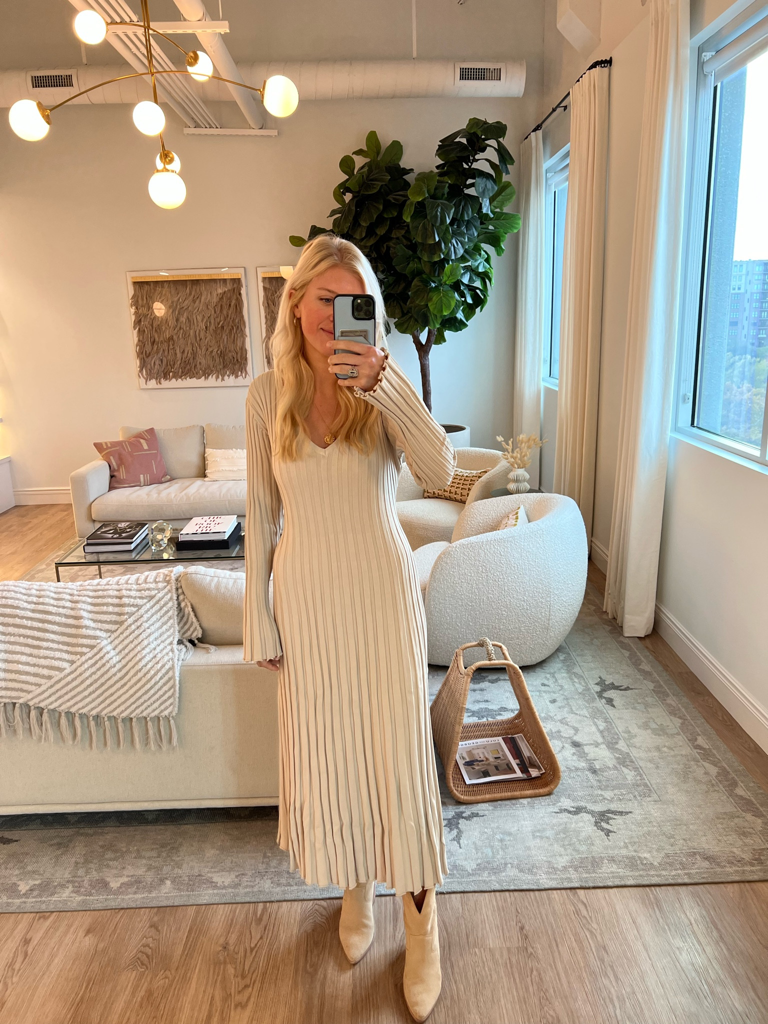 reign stone sleeved knit midi dress Brighton_Barousse on LTK Retro Style Dress