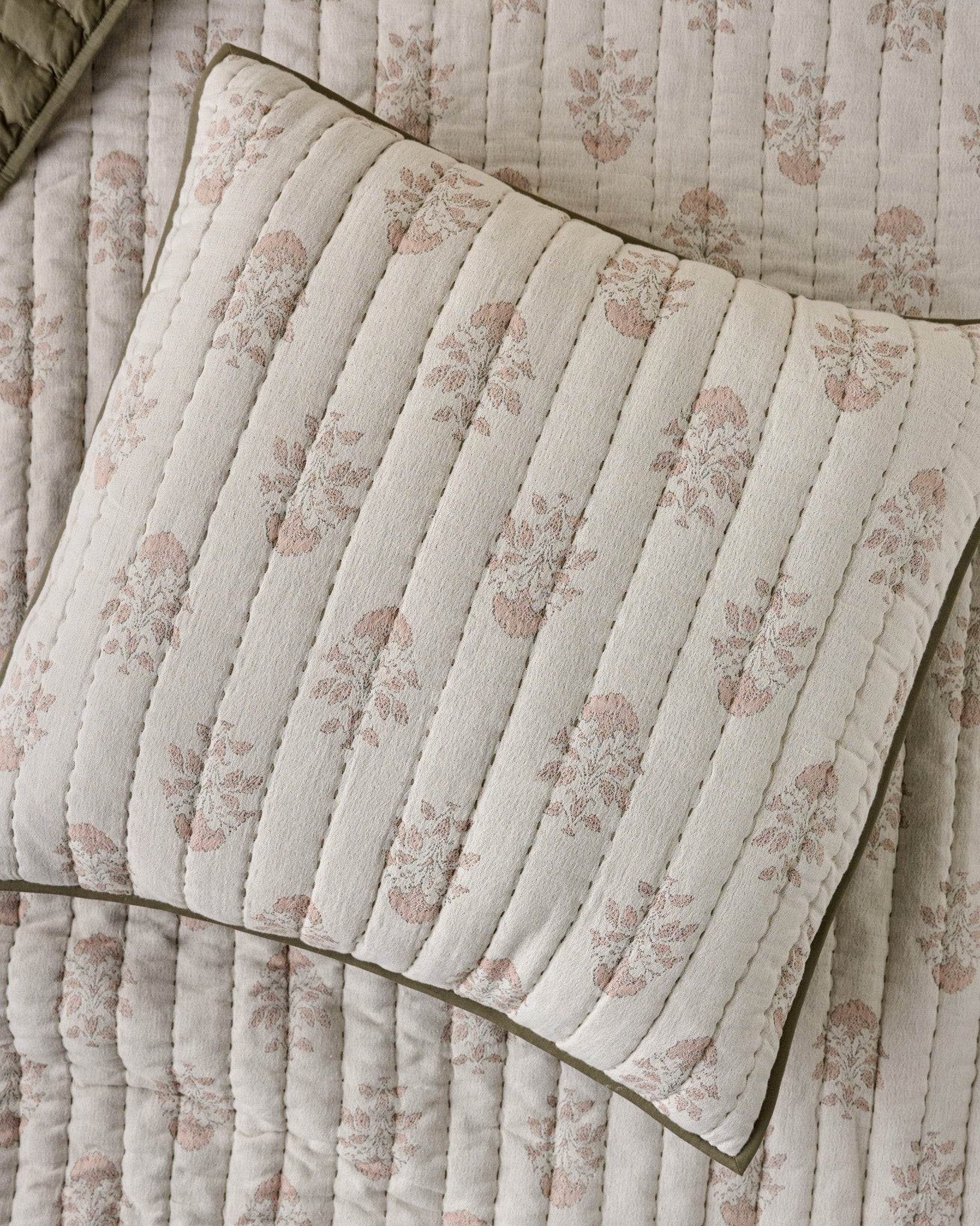 Floral Jacquard Kantha Quilted Sham | Magnolia