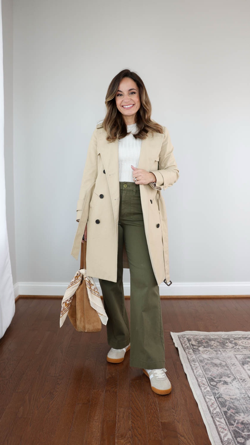 Fall outfits with sneakers! 

Sneakers (Gola): tts - starts at a size 5 | in bone/white 

White top (Quince): in heathered bone 
Trench coat (J.Crew): petite 00 
Pants (J.Crew): 24 in classic length | 28” inseam in classic 
Bag (J.Crew) 

My measurements for reference: I’m 4’10” and 105lbs. My bust, waist, and hip measurement is 32”, 24”, and 36”.

#LTKSeasonal #LTKPetite
