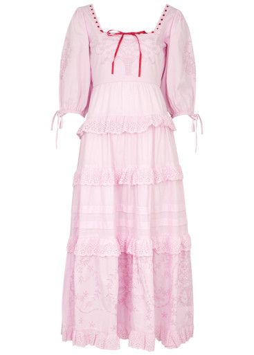 Rebecca embroidered cotton midi dress | Harvey Nichols 