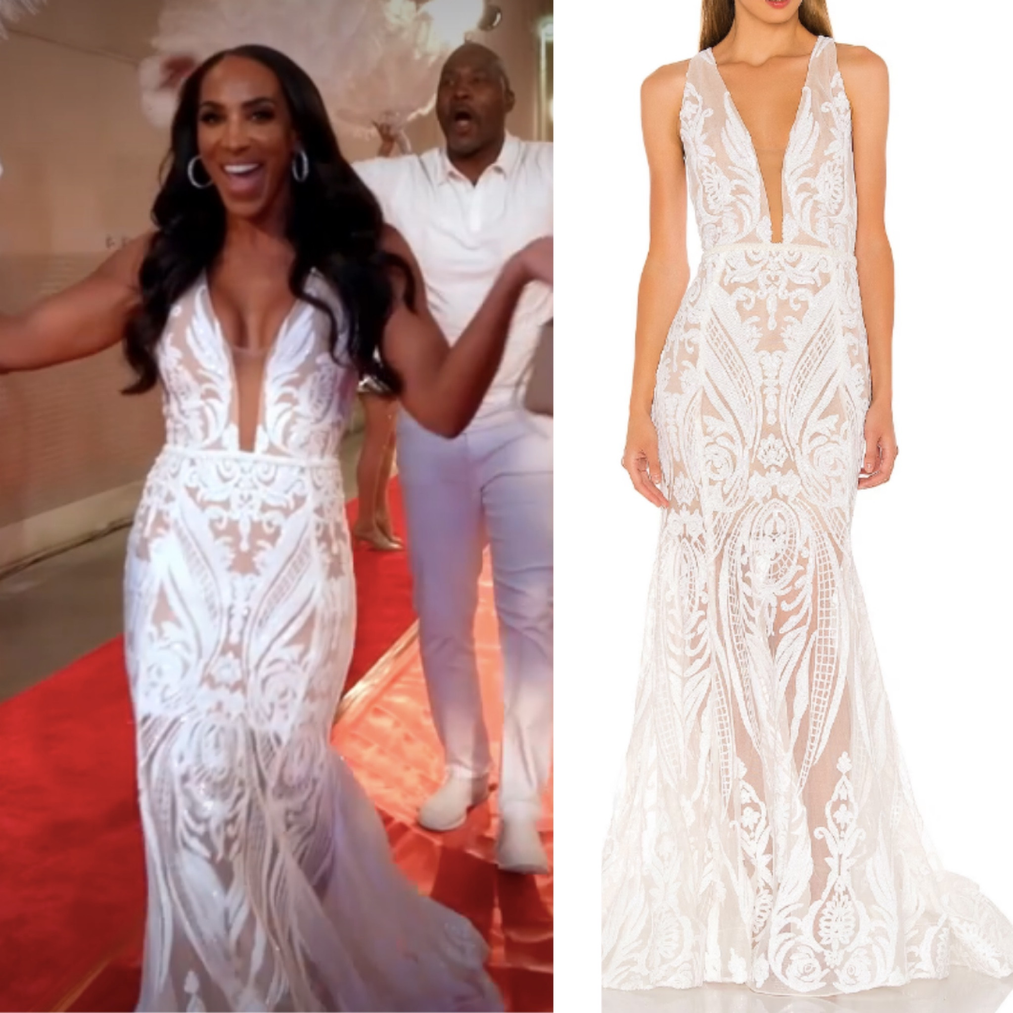 Annemarie Wiley’s White Plunging Gown at Kyle Richards’ White Party