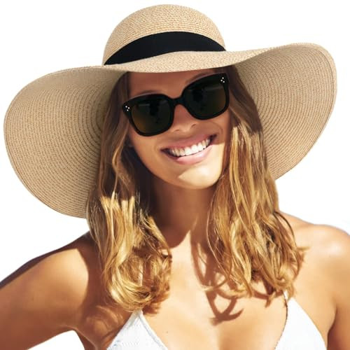 FURTALK Womens Sun Straw Hat Wide Brim UPF 50 Summer Hat Foldable Roll up Floppy Beach Hats for Women | Amazon (US)