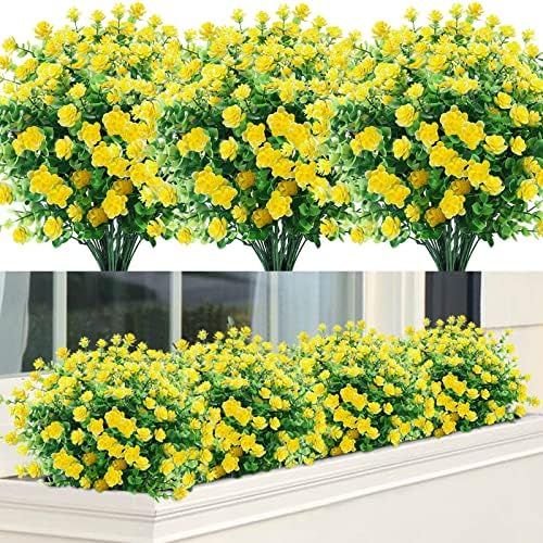 18 Bundles Artificial Flowers Outdoor Fake Flowers for Decoration UV Resistant No Fade Faux Plastic  | Amazon (US)