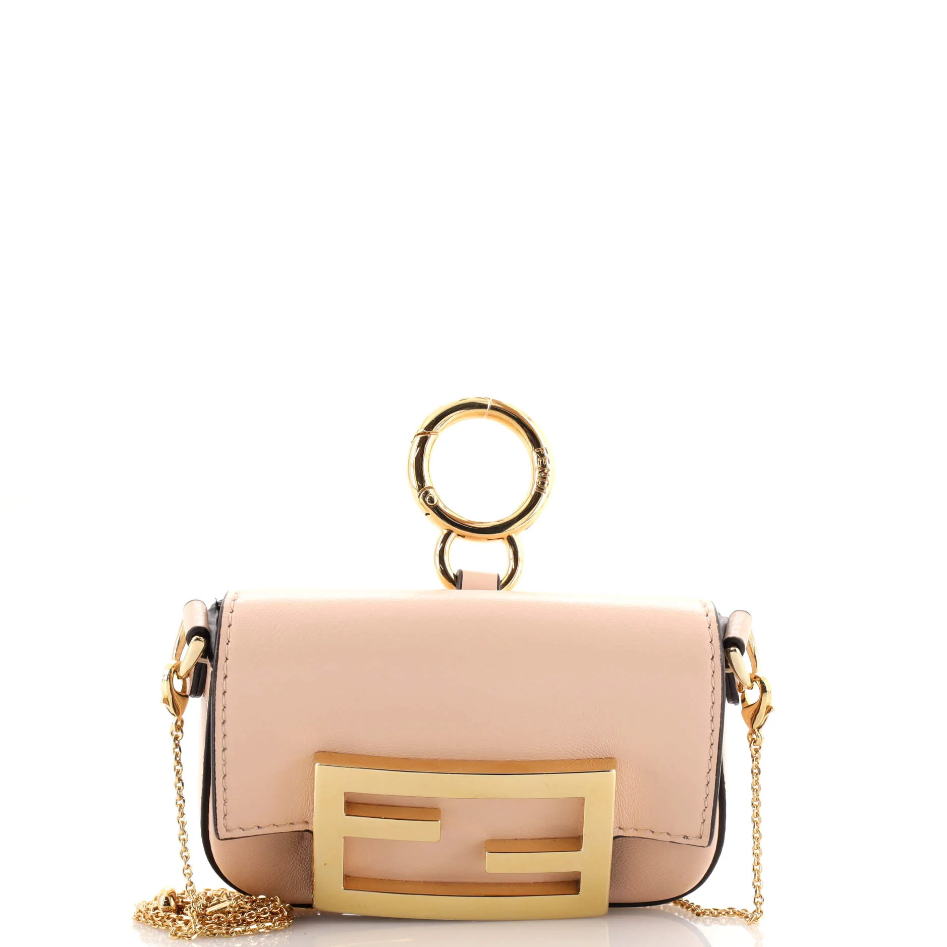 FENDI FF Chain Baguette Charm Bag Leather Nano | Rebag